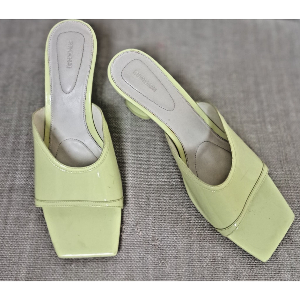 Simkhai Sandals Size EU40/US 9-9.5 Green Neon Patient Leather‎ Slip-On